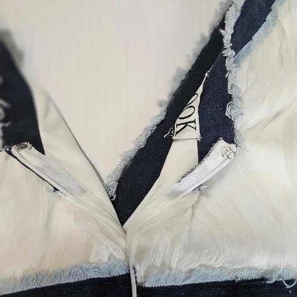 Randolph Duke V Neck Ivory Chiffon Blouse Size Large - Picture 5 of 10